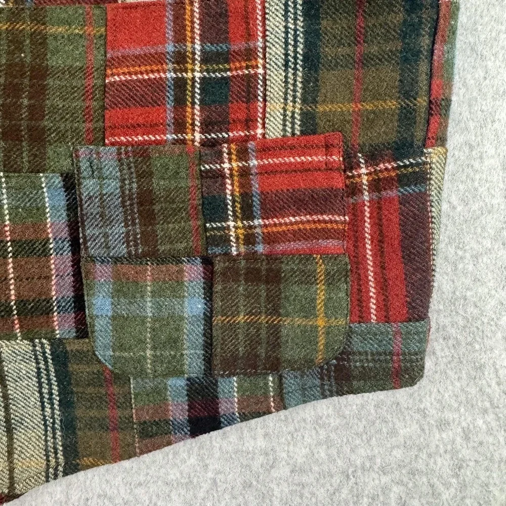 Tommy Hilfiger Vest Mens Medium Multicolor Plaid Wool Waistcoat Belted Lined